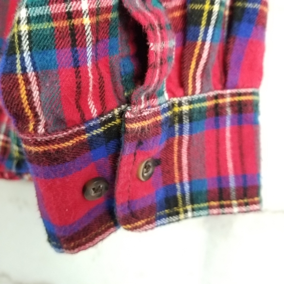 Faded Glory 2XL 50-52 Red Plaid Button-Down Flannel Shirt - Picture 10 of 12